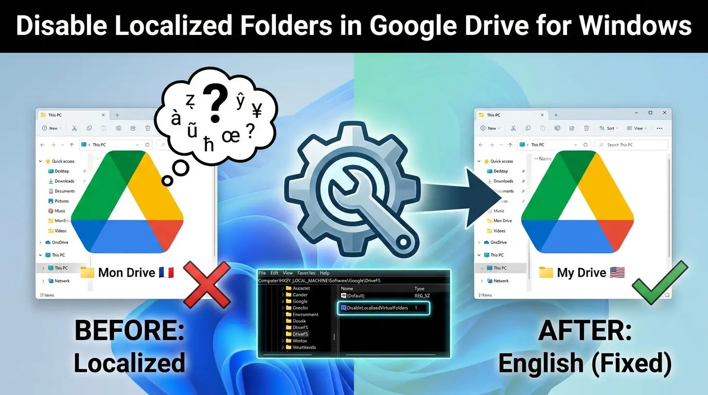Disable Localized Folders in Google Drive for Windows